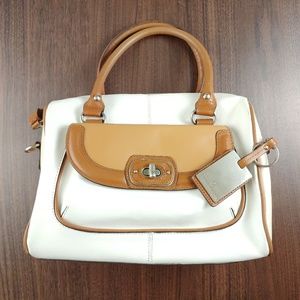 White Leather Etienne Aigner Satchel Purse Handbag